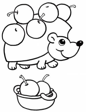 Раскраска Ёжик с яблоками