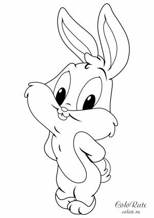 Раскраска Застенчивый зайчонок