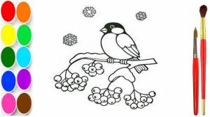 Как раскрасить птицу синицу
