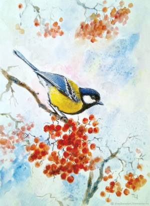 Синичка на рябине