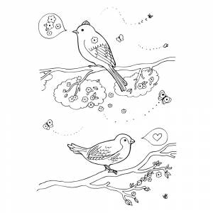 Раскраска Весенние птицы