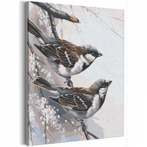 AAAA-RS264 Воробьи на ветке