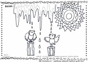 Раскраски весной, Раскраска Птицы весной Животные