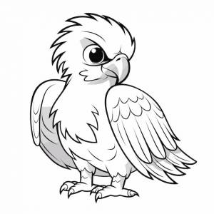Орел птица изолированная раскраска для детей черно-белые животные мультфильм иллюстрация