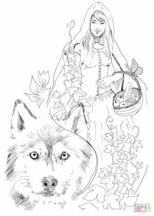 Раскраска Волк и Красная Шапочка