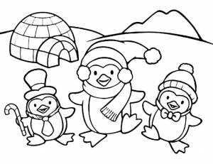 Раскраска «Пингвины любят зиму»