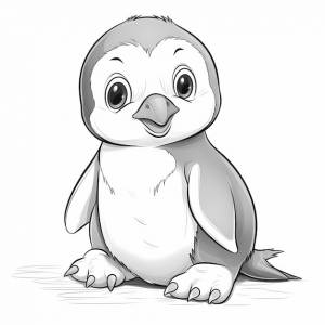 Маленький капризный пингвин для раскраски с небольшими деталями для детей