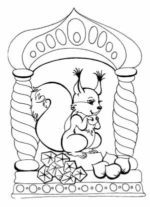 Раскраски Раскраска Белка грызет орешки белочка