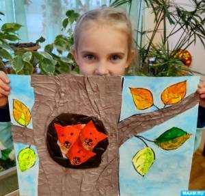 Детский мастер-класс по изготовлению объёмной аппликации с элементами рисования «Белки в дупле»