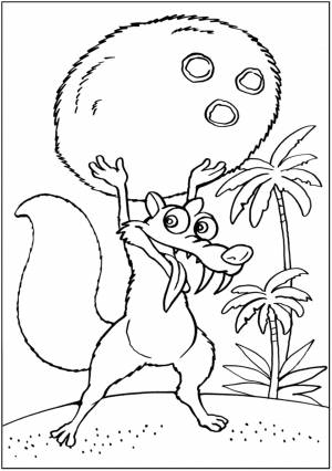 Раскраски Раскраска Белка из ледникового периода Диснеевские раскраски