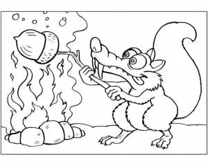 Раскраска Белка жарит орех