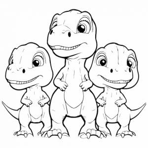 Милый семейный динозавр trex для раскраски книги  страницы раскраски для детей векторный клипарт illustr