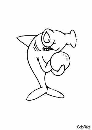 Раскраска Акула-молот с мячом