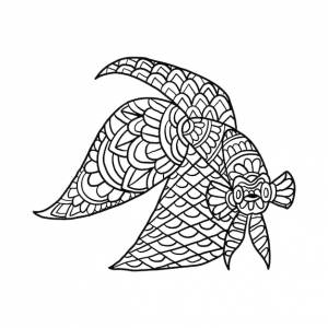 Раскраска бойцовая рыбка голова животного дзен дудл