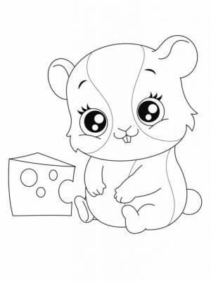 Раскраска Милый хомяк и кусочек сыра