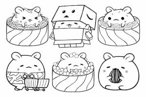 Установите векторную иллюстрацию контура милого персонажа хомяка для раскраски