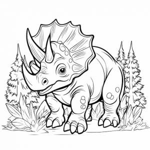 Черно-белая раскраска простого мультяшного детеныша трицератопса