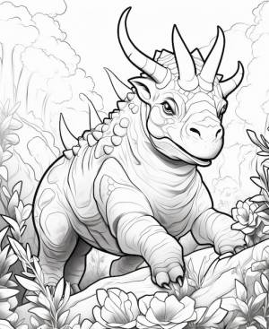 Рисунок трицератопса с рогами