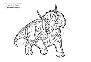 Скачать  раскраску трицератопса