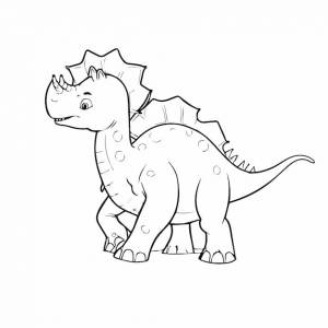Милый трицератопс динозавр животное для раскраски книги  страницы раскраски для детей векторный клипарт illustra