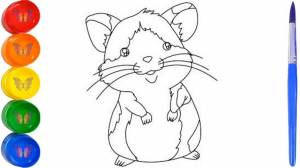 Детский рисунок раскраска Хомяк