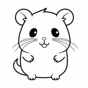 Черно-белый рисунок хомяка с большими глазами, генеративный искусственный интеллект