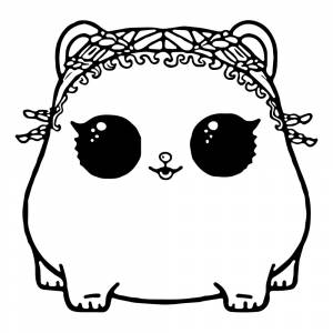 Раскраска ЛОЛ питомец хомячок с косичками