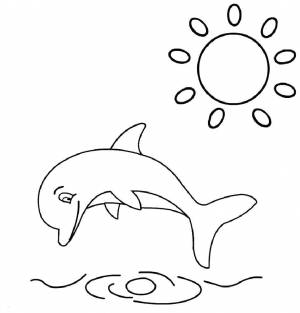 Раскраски Раскраска Дельфин прыгает над водой дельфины Животные