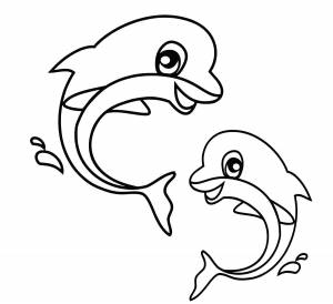 Раскраски Раскраска Дельфинчики морские обитатели