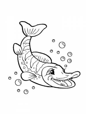 Картинка рыба Щука  листе  для мальчиков