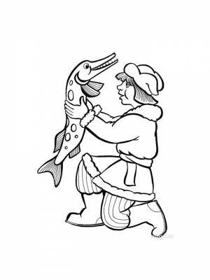 Раскраска рыба Щука   в формате