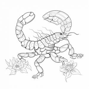 Раскраска скорпиона с цветком на спине генеративный ии