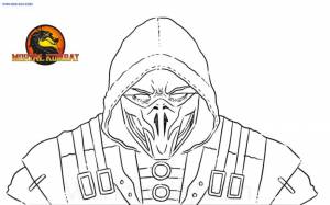 Раскраска Скорпион из игры Мортал Комбат