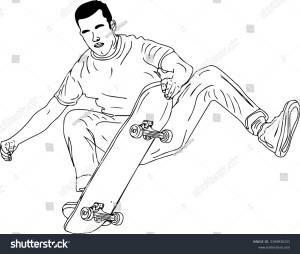 Skater Boy Vector Skateboarding Games Sketch