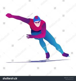Cartoon Illustration Abstract Man Skating On