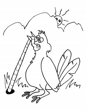 Раскраска ловящий птицу червь