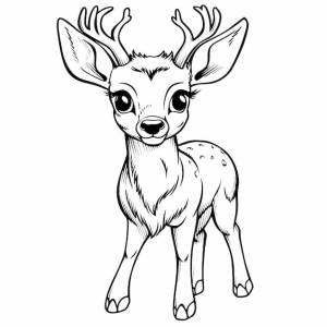 Раскраска контур милого оленя маленький олененок контур животного вектор черно-белый