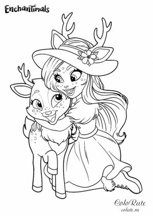 Раскраска Данесса Дир и олененок Спринт