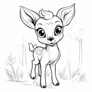 Раскраска контур милого оленя маленький олененок контур животного вектор черно-белый
