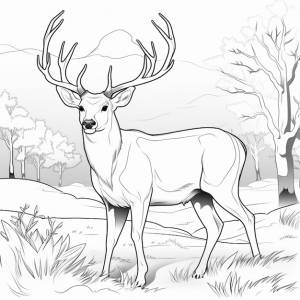 Раскраски оленя в лесу с деревьями и кустами генеративный ai