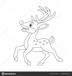 Симпатичная  Окраски Оленей Детей Олени Очертания Книжки Окраски Оленей Векторное изображение ©softflora 647430774