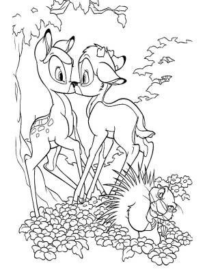 Умные раскраски олененок Бэмби для самых маленьких