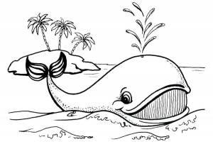 Раскраски Раскраска Кит выпускает воду кит