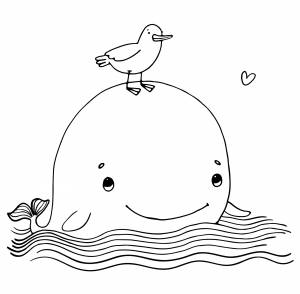 Раскраска Кит и чайка