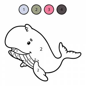 Раскраска Кит по цифрам