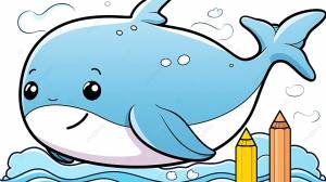 раскраска кит по номеру раскраска для детей каваи мультяшный вектор, цветная книга, иллюстрации, книга фон картинки и Фото для й загрузки