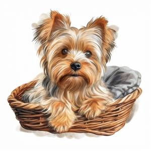 Акварельный рисунок собаки йоркширского терьера