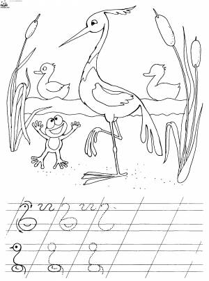 Раскраска аист в гнезде