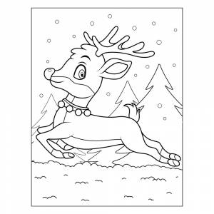 Раскраска Олень Рудольф