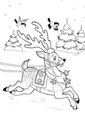 Раскраски Раскраска Новогодний олень зима